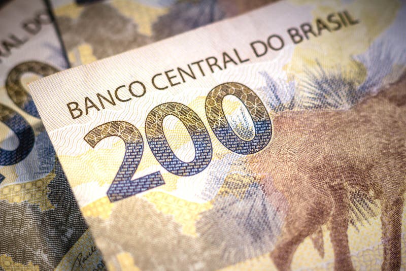 Detalhe Das Notas De 210 Reais. O Real é a Moeda Do Brasil. O Banco Central  Imagem de Stock - Imagem de moeda, financeiro: 219722321