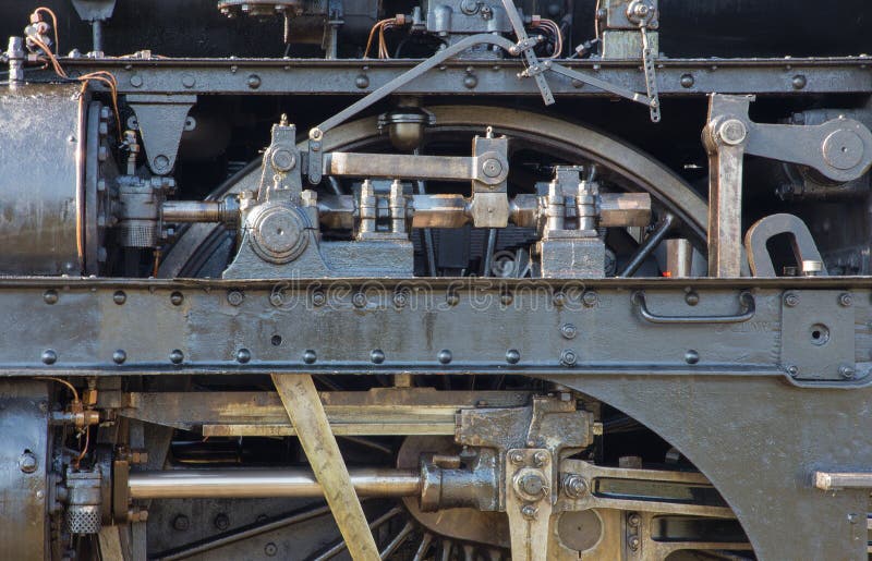 Detalhe de locomotiva de vapor velha
