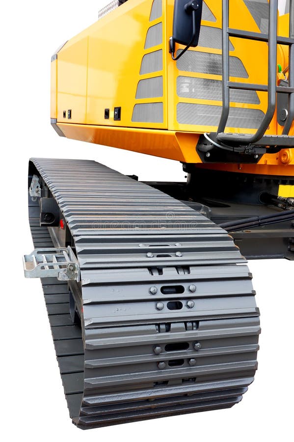 Detalhe de uma escavadora amarela fotos de stock