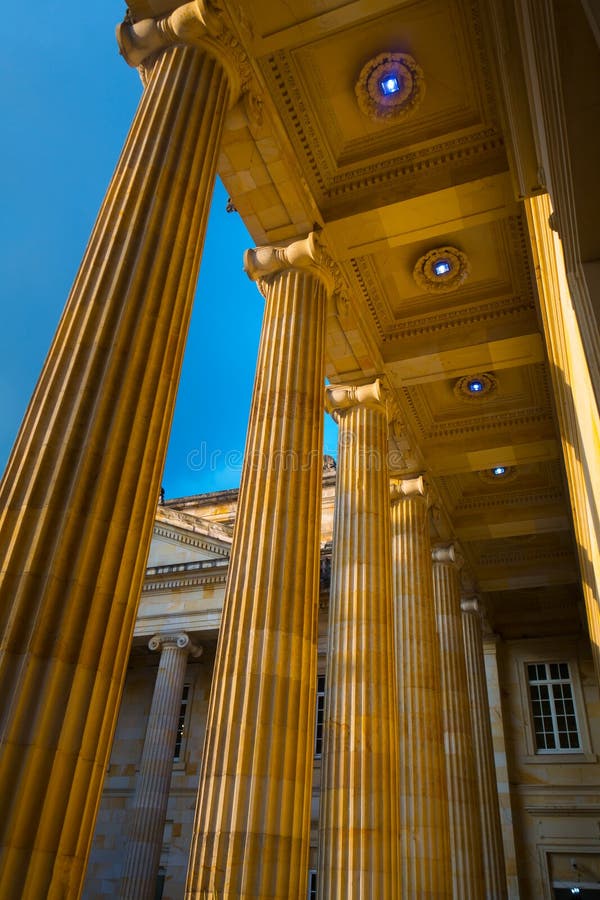 Detail view of pillars at the Capitolio Nacional in Bogota, Colombia. Detail view of pillars at the Capitolio Nacional in Bogota, Colombia.