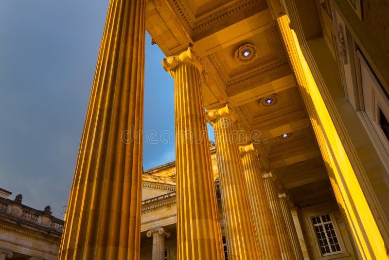 Detail view of pillars at the Capitolio Nacional in Bogota, Colombia. Detail view of pillars at the Capitolio Nacional in Bogota, Colombia.