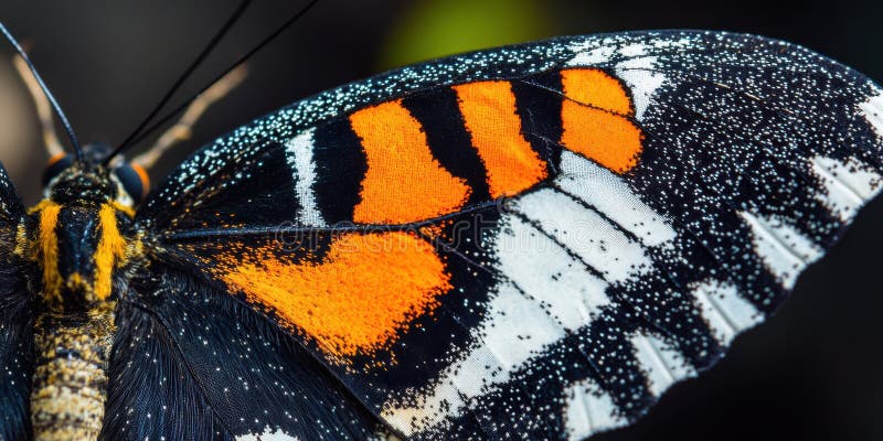 Detaliat Butterfly Wing Macro Fotografie Portocaliu Negru Alb Artă albă imagine stoc faună insectă vector illustration