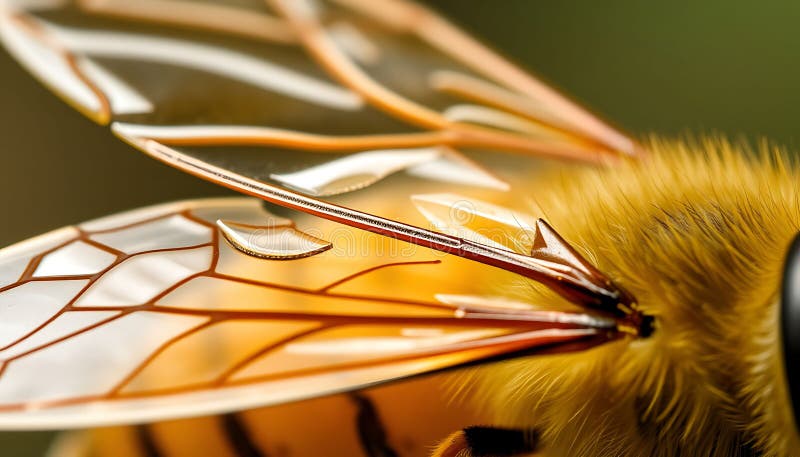 Detaliu privind macroinsectele în aripile de albine și închiderea albinelor Stock Photo Generative AI royalty free illustration