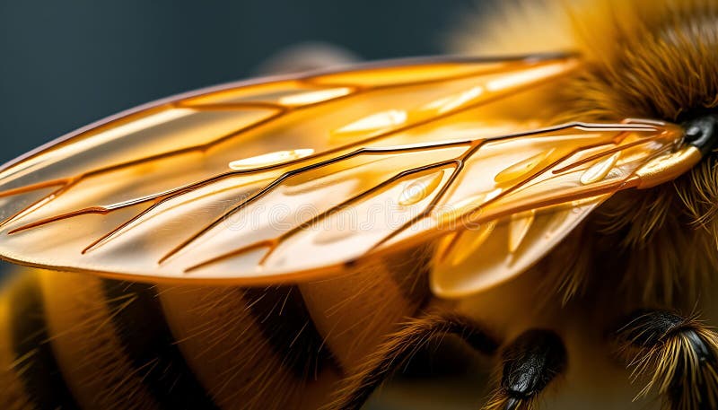 Detaliul macrocomenzii de albine pentru anatomia insectelor Stock Photo Generative AI. O aripă de albine în detaliu macro care prezintă anatomia insectelor și designul naturii o structură complexă și delicată care captează complexitatea biologiei insectelor și a formelor naturale Stock Photo Generative AI