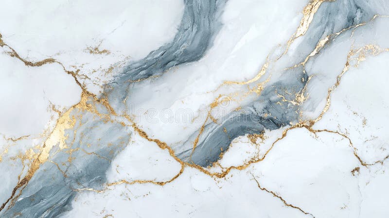Detaljerad bild av vit marmor med delikat grå och guldvener som alstrats med AI stock illustrationer