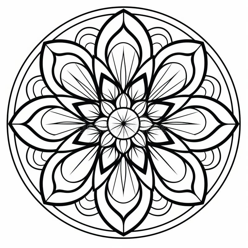 Detaljerad cirkelfärgningssida med blomma : Minimalistisk lugn och gotisk påverkan royaltyfri illustrationer