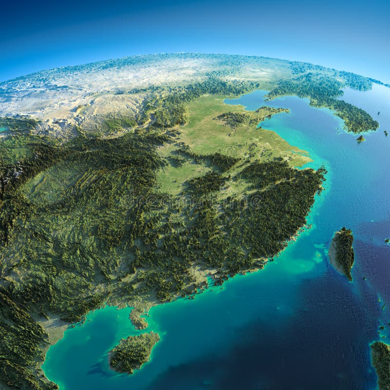 Detaljerad jord. Östliga Kina och Taiwan royaltyfri illustrationer Detaljerad jord. Östliga Kina och Taiwan royaltyfri illustrationer