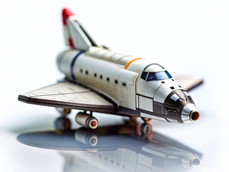 Detaljerad lutningSkift-fotografi fångar inttricate Miniature Space Shuttle Model Perfekt för Space Enthusiast och royaltyfri illustrationer