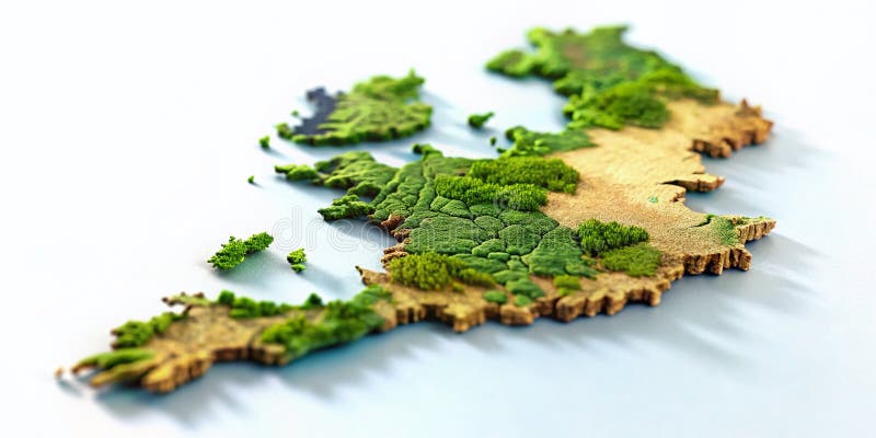 Detaljerad TiltShift Miniature Policy Map of Ireland Exquisit Detailed Miniature Map of Ireland royaltyfri illustrationer