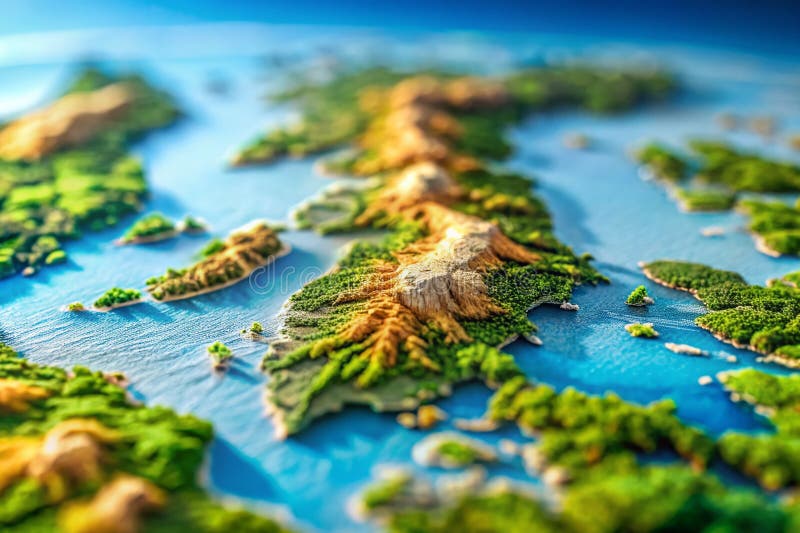 Detaljerad tippskiktsminiatyrkarta över skotlandsöppningsdetaljer och miniatyrlandskapsfotografi av länsregionen royaltyfri illustrationer