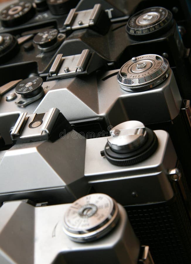 Detail of old film cameras. Vintage technology :). Detail of old film cameras. Vintage technology :)