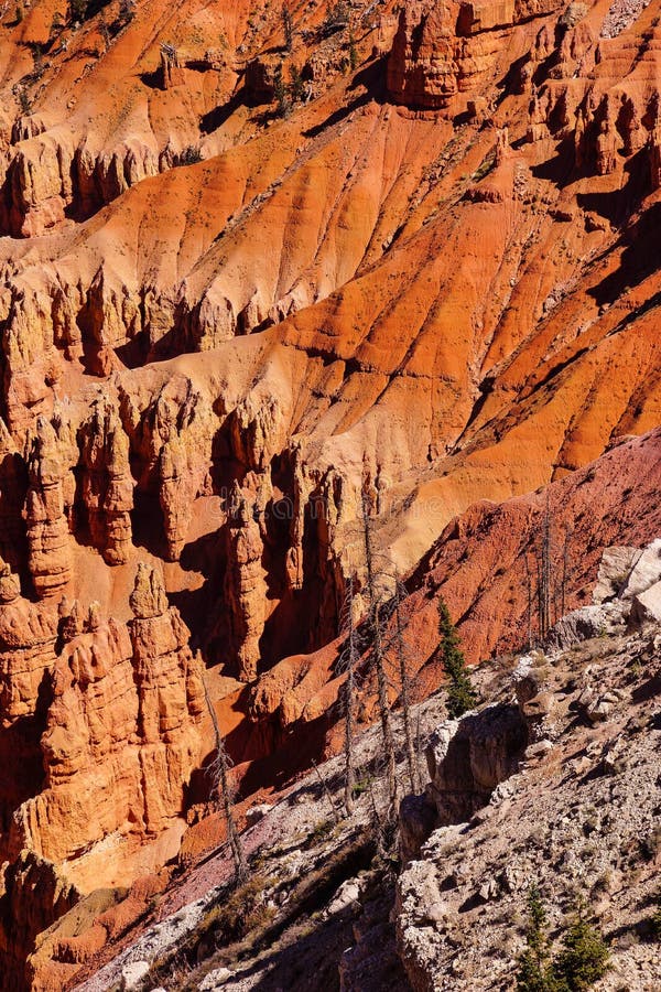 Detail, pinnacles and hoodoos of red Navajo sandstone in the canyons of Cedar Breaks National Monument, Utah. Detail, pinnacles and hoodoos of red Navajo sandstone in the canyons of Cedar Breaks National Monument, Utah