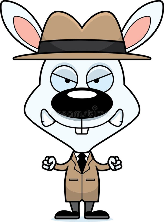 Detective enojado Bunny de la historieta ilustración del vector