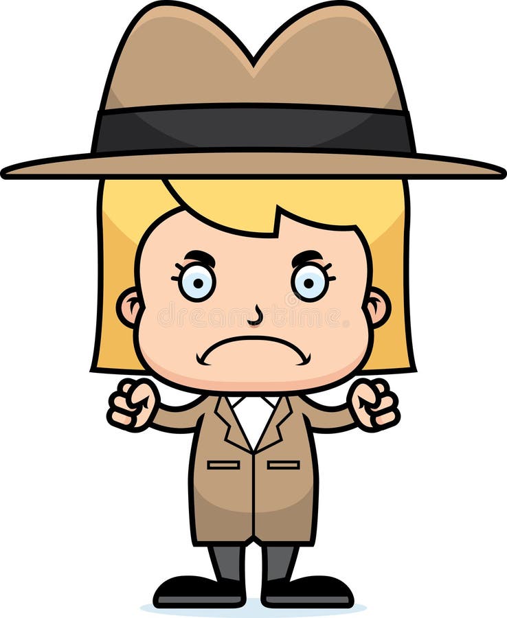 Detective enojado Girl de la historieta libre illustration Detective enojado Girl de la historieta libre illustration