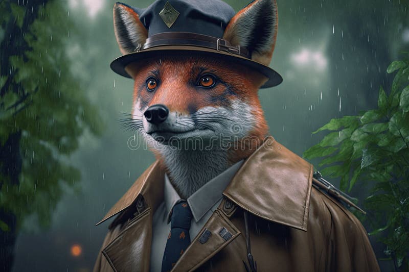 Detective Fox Wearing Vintage Clothing Stock Illustration ...