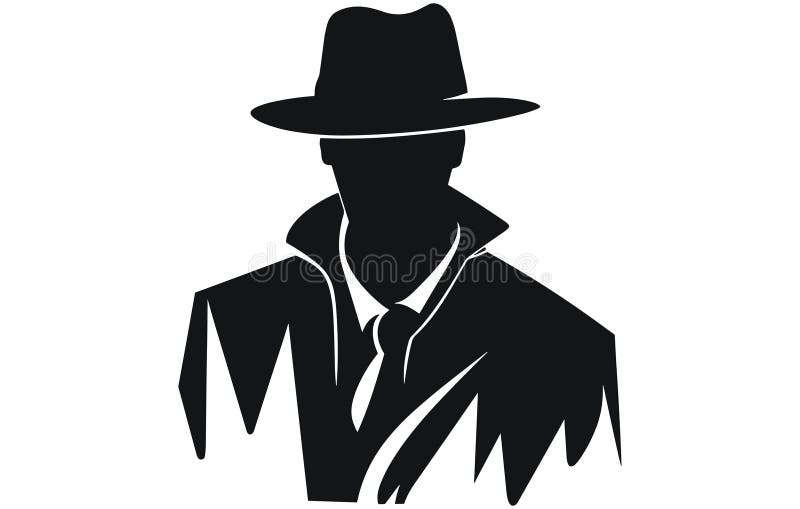 Detective Logo, Silhouette of Man Wear Hat and Coat Stock Illustration Illustration of concept