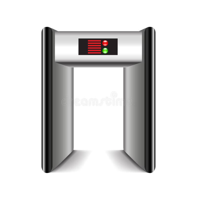 Detector de metais do quadro de porta isolado no vetor branco ilustração stock Detector de metais do quadro de porta isolado no vetor branco ilustração stock