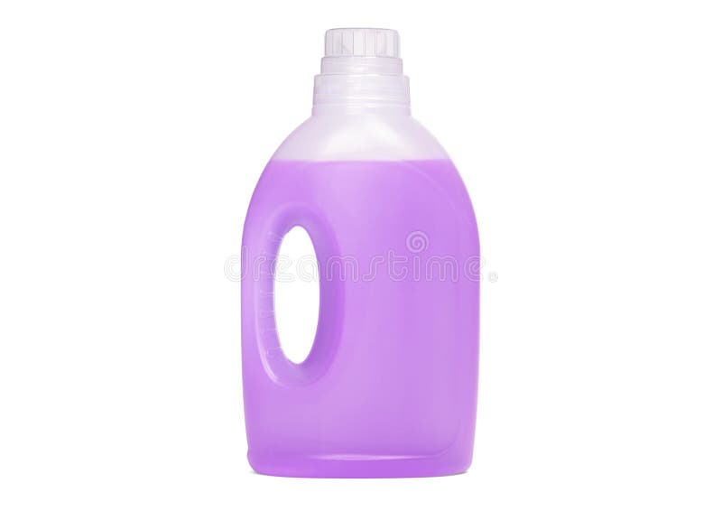 Detergent Bottle, Purple Liquid Washing Soap for Textile Stock Photo