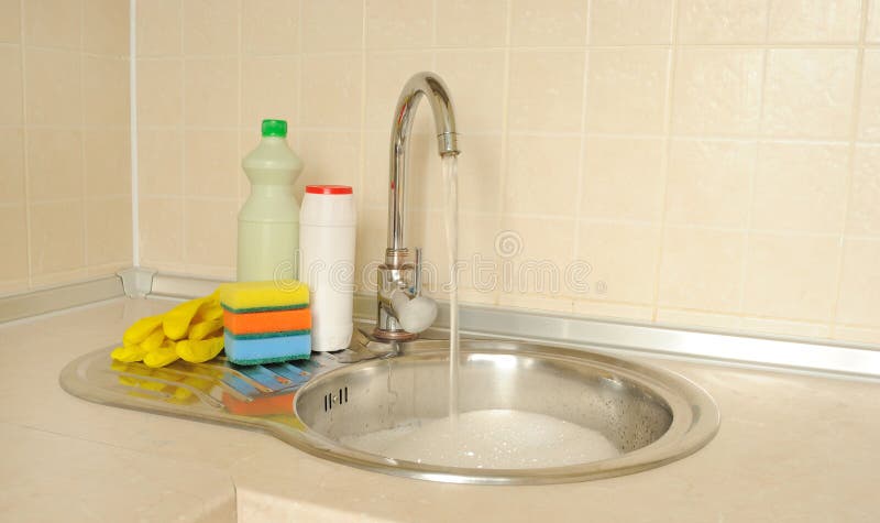 Detergent bottles and sponges