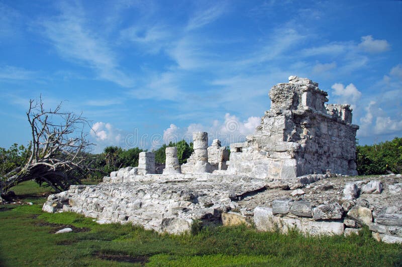 Deteriorated Mayan Ruins Near the Beach