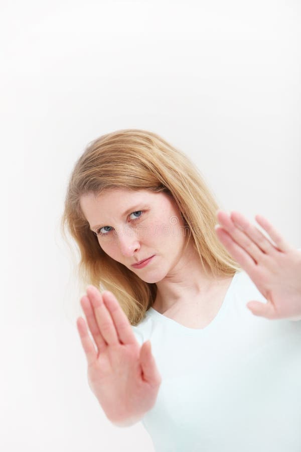 Determined Woman Signalling that is Enough Stock Image - Image of ...