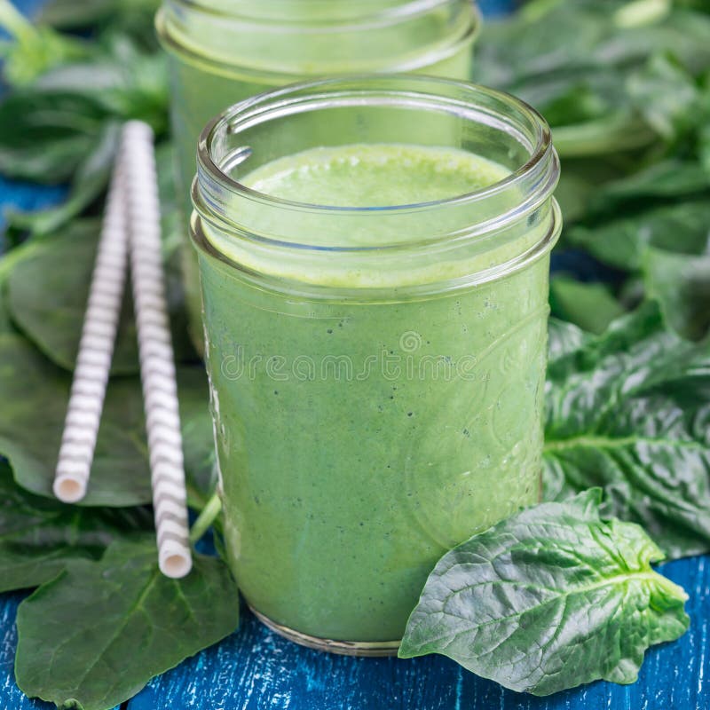 Detox Green Smoothie with Spinach, Square Stock Photo Image of food