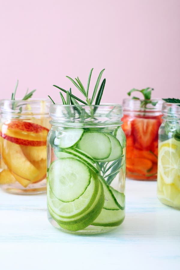 Detox Water In Mason Jar Glass Stock Image Image of grapefruit, food