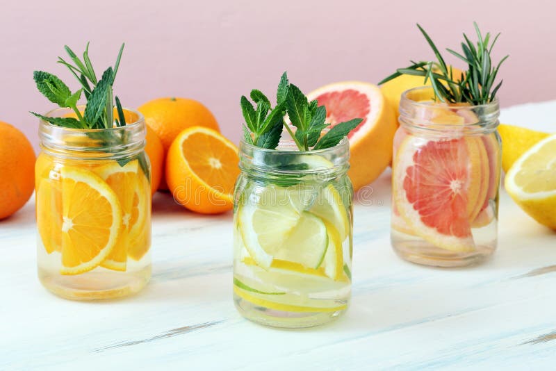 Detox water in mason jar glass