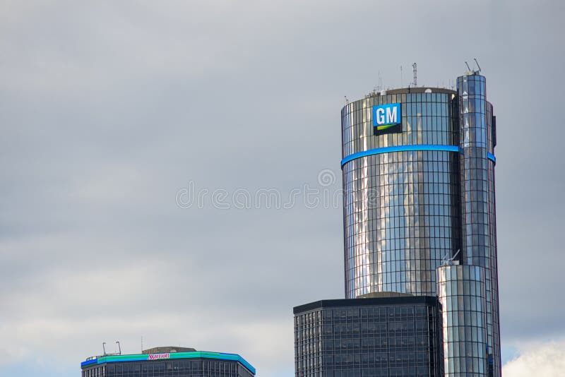 DETROIT, MI - AUG 21, 2016: General Motors Building, GM Headquarters aka Renaissance Center in downtown Detroit. DETROIT, MI - AUG 21, 2016: General Motors Building, GM Headquarters aka Renaissance Center in downtown Detroit.