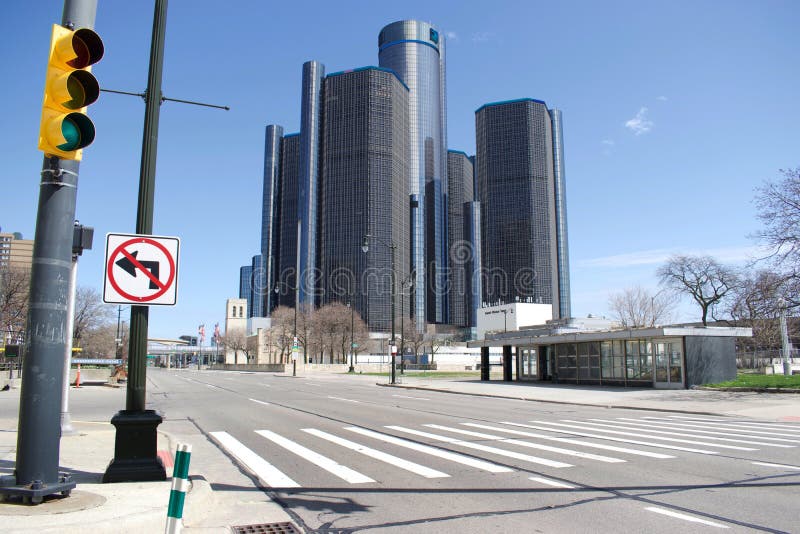 Detroit, Michigan April 5, 2020, Jefferson Avenue at Mid-day as Coronavirus scare has Governor enact `Stay At Home Order` stock image Detroit, Michigan April 5, 2020, Jefferson Avenue at Mid-day as Coronavirus scare has Governor enact `Stay At Home Order` stock image