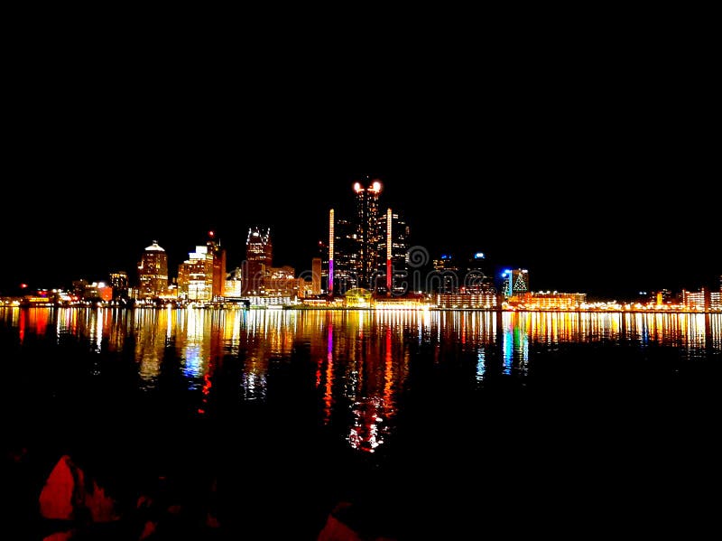 Detroit nattetid arkivbild Detroit nattetid arkivbild