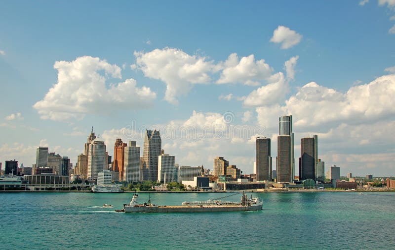 Detroit skyline and riverfront