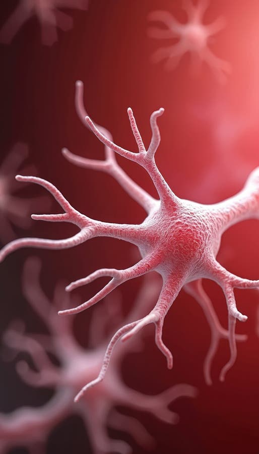 Dettagli della rete neurale cellulare neuronale illustrativa. Sfumatura colore bianco rosso in stile arte astratto perfetto per lo illustrazione vettoriale