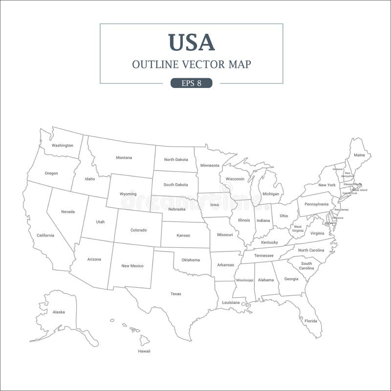 Dettaglio del profilo della mappa di U.S.A. l'alto ha separato tutti gli stati royalty illustrazione gratis Dettaglio del profilo della mappa di U.S.A. l'alto ha separato tutti gli stati royalty illustrazione gratis