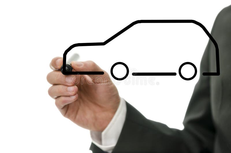 Dettaglio dell'uomo d'affari che estrae un'automobile astratta fotografia stock Dettaglio dell'uomo d'affari che estrae un'automobile astratta fotografia stock