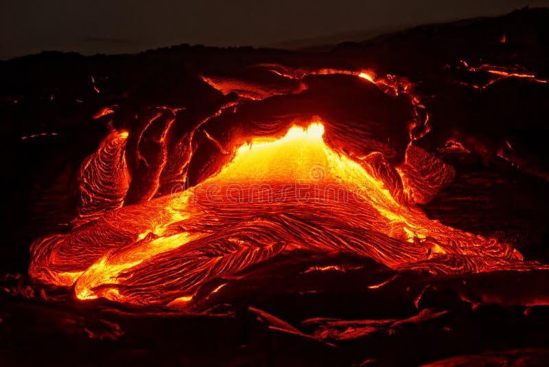Dettaglio di flusso di lava delle Hawai Kilauea fotografia stock