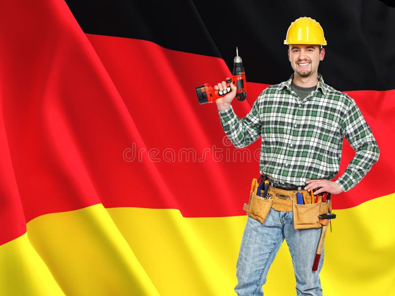 Deutsche Markierungsfahne und Arbeitskraft stockbild Deutsche Markierungsfahne und Arbeitskraft stockbild