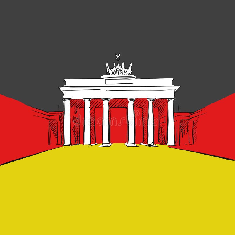Deutschland Flagge Mit Brandenburger Tor Vektor Abbildung Illustration Von Deutschland Brandenburger