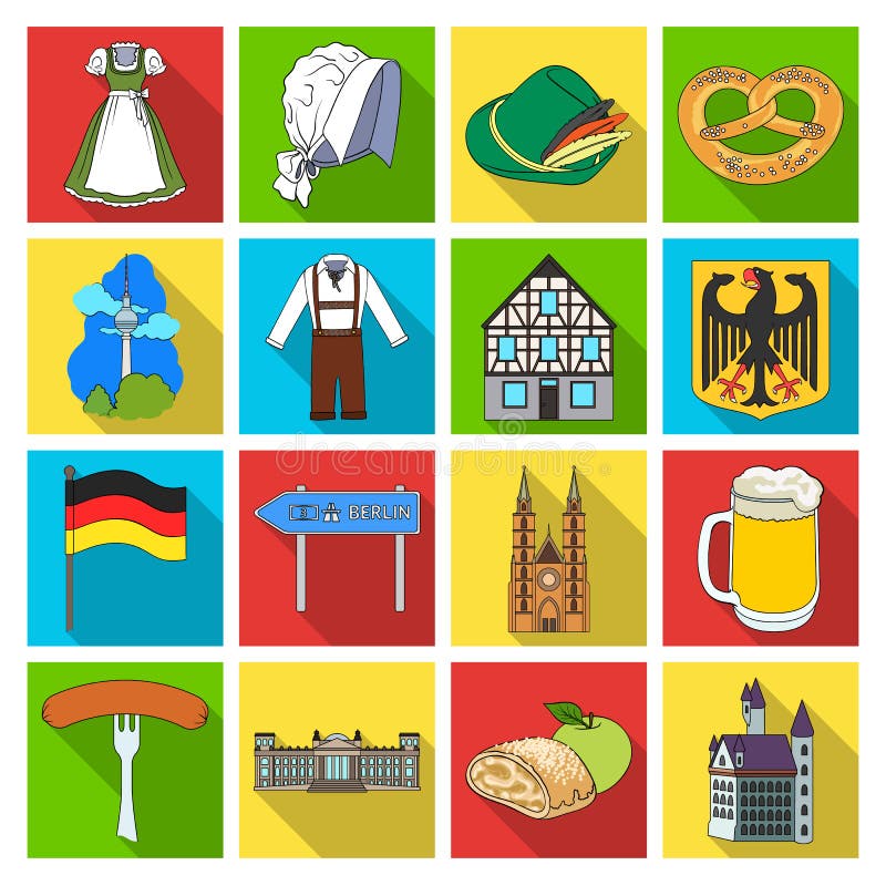 Deutschland, Land, Architektur und andere Netzikone in der flachen Art Attribute, Tourismus, Oktoberfest-Ikonen im Satz vektor abbildung Deutschland, Land, Architektur und andere Netzikone in der flachen Art Attribute, Tourismus, Oktoberfest-Ikonen im Satz vektor abbildung