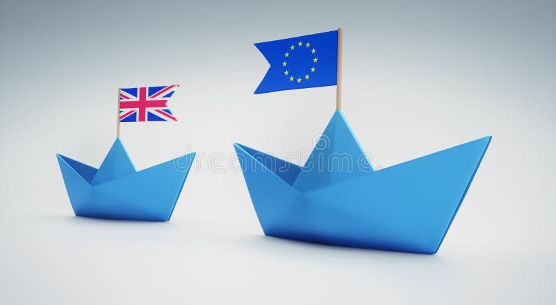 Deux bateaux bleus l'Europe et Grande-Bretagne illustration stock Deux bateaux bleus l'Europe et Grande-Bretagne illustration stock