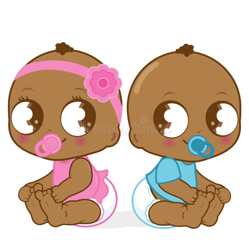 Deux bébés mignons d'Afro-américain illustration de vecteur Deux bébés mignons d'Afro-américain illustration de vecteur