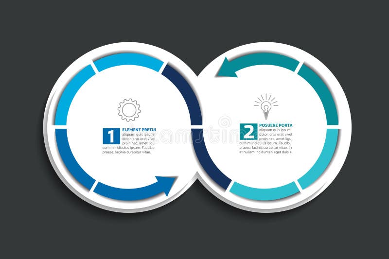 Deux cercles reliés de flèche Élément d'Infographic illustration stock Deux cercles reliés de flèche Élément d'Infographic illustration stock