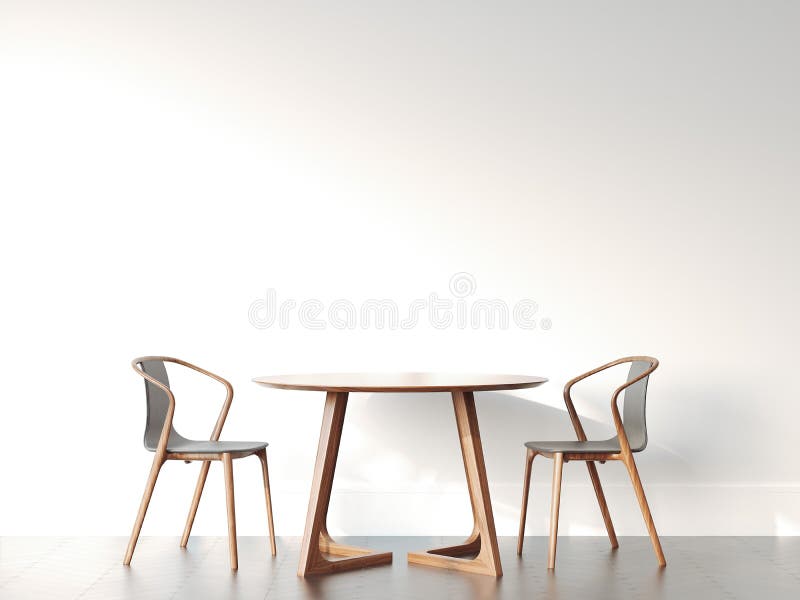 Deux chaises et tables dans l'intérieur moderne lumineux rendu 3d photo libre de droits