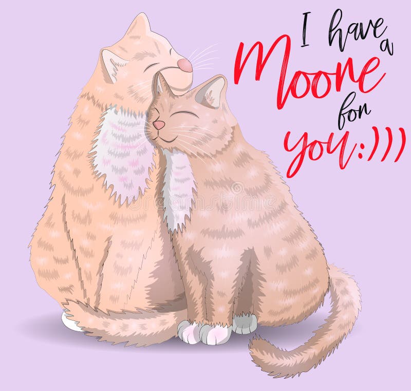 Deux chats avec une inscription je prends pour vous Moore, le concept de l'amour, amour romantique, Saint-Valentin illustration libre de droits Deux chats avec une inscription je prends pour vous Moore, le concept de l'amour, amour romantique, Saint-Valentin illustration libre de droits