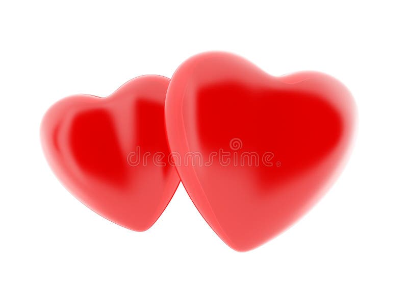 Deux coeurs 3D doux illustration libre de droits Deux coeurs 3D doux illustration libre de droits