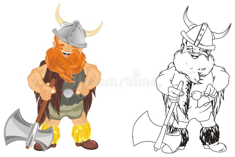 Deux differents Vikings. Vikings colorés et de colorations avec la hache
