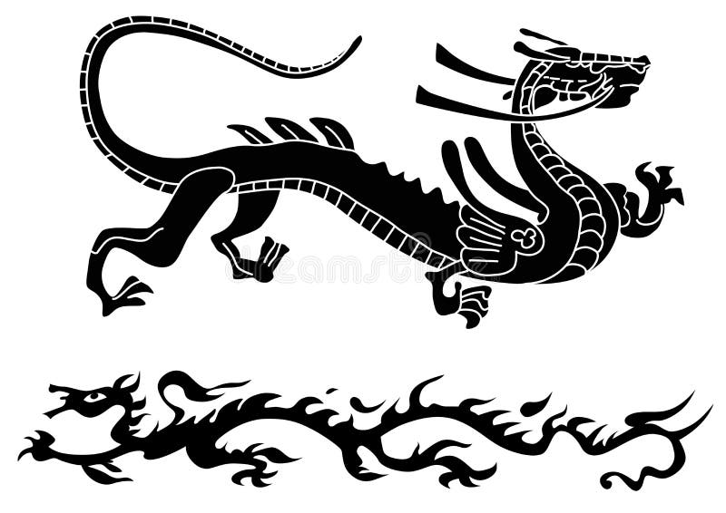Deux dragons antiques illustration stock Deux dragons antiques illustration stock