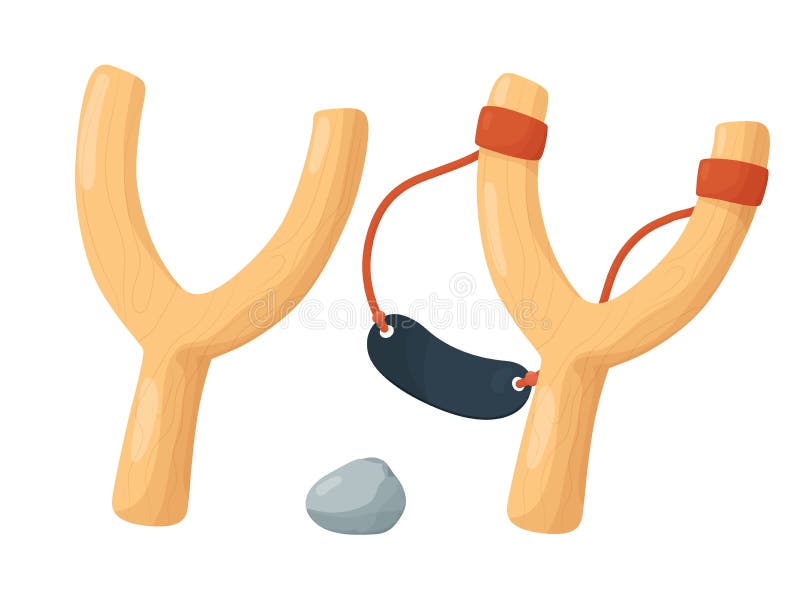 Catapulte À Fronde Orange Faite À La Main. Bâton En Bois En Forme De Y Avec  Élastique Noué Entre Deux Parties Supérieures. Slingshot Ou Catapult Est Un  Appareil Pour Tirer De Petites