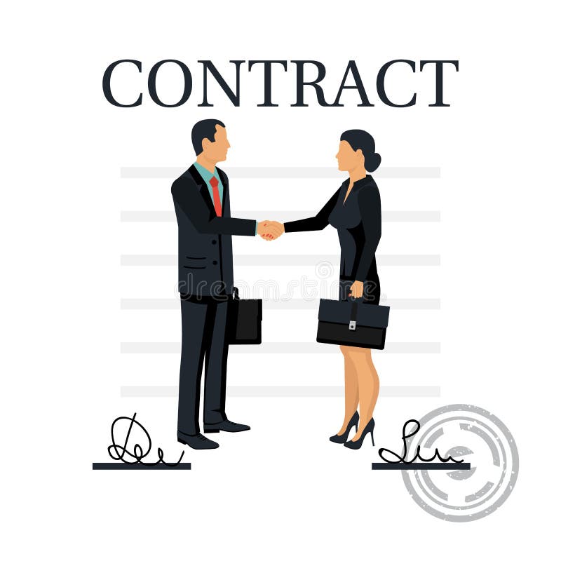 Deux gens d'affaires se serrent la main après la signature du contrat illustration stock Deux gens d'affaires se serrent la main après la signature du contrat illustration stock