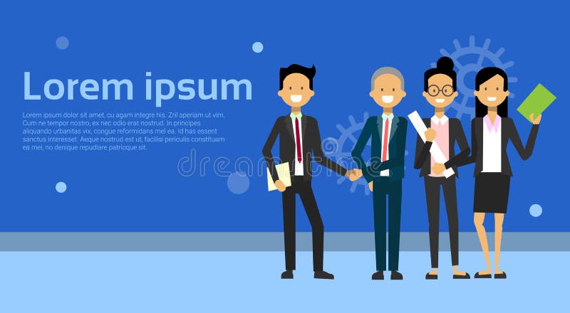 Deux hommes d'affaires serrant la main à Team Of Businesspeople Over Background avec l'espace de copie illustration stock Deux hommes d'affaires serrant la main à Team Of Businesspeople Over Background avec l'espace de copie illustration stock